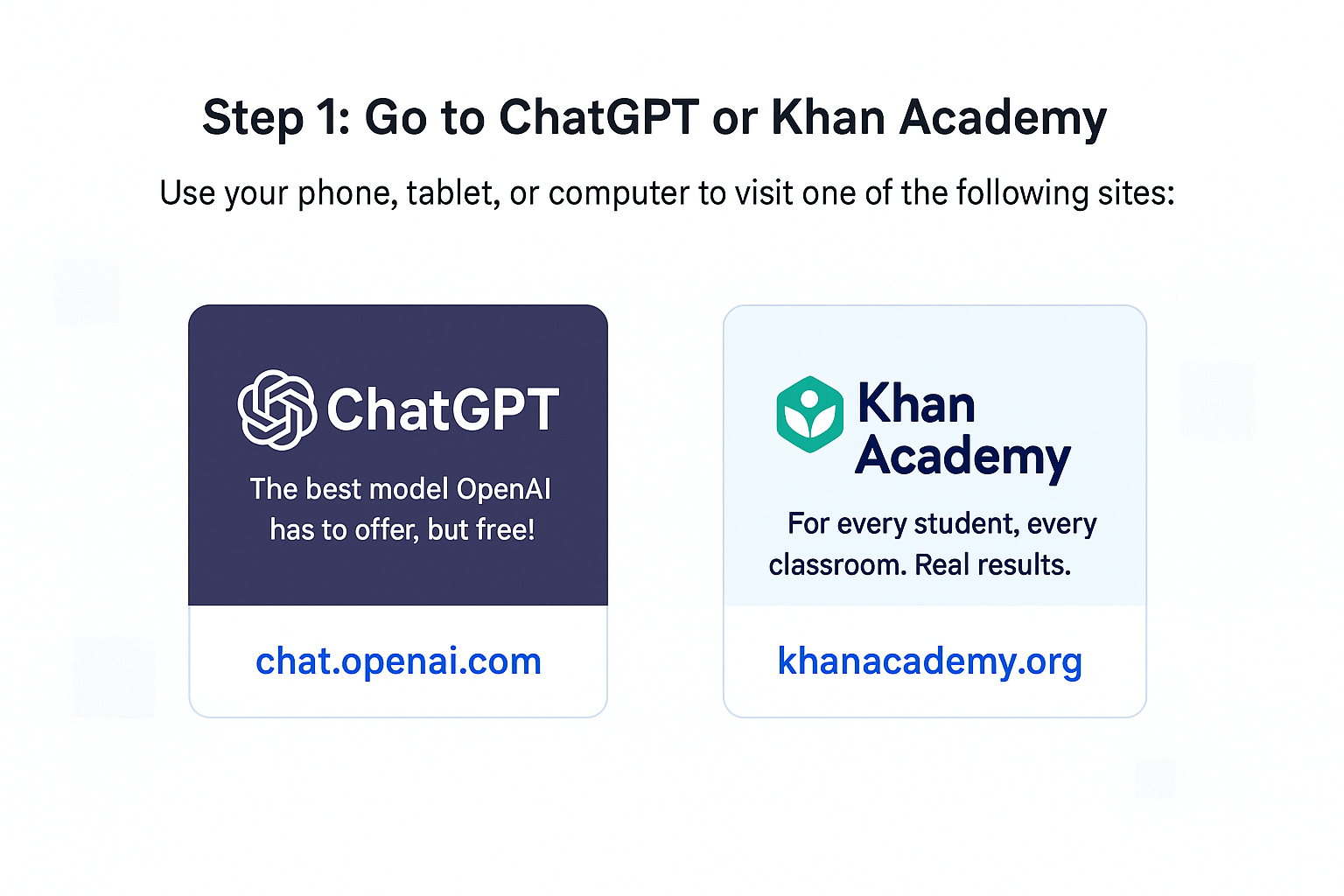 Go to ChatGPT or Khan Academy